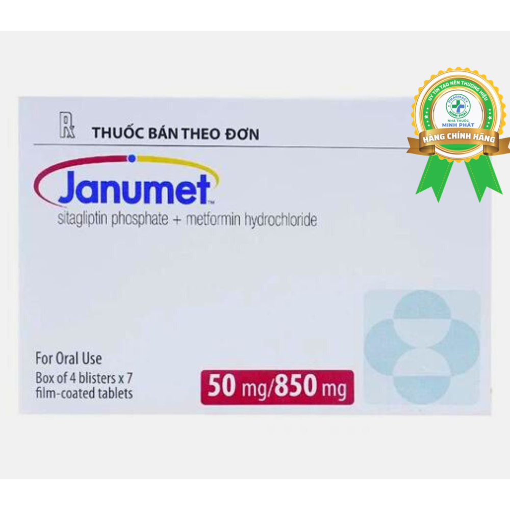 Thuốc Janumet 50mg/850mg Merck điều trị tiểu đường type 2 (4 vỉ x 7 viên)